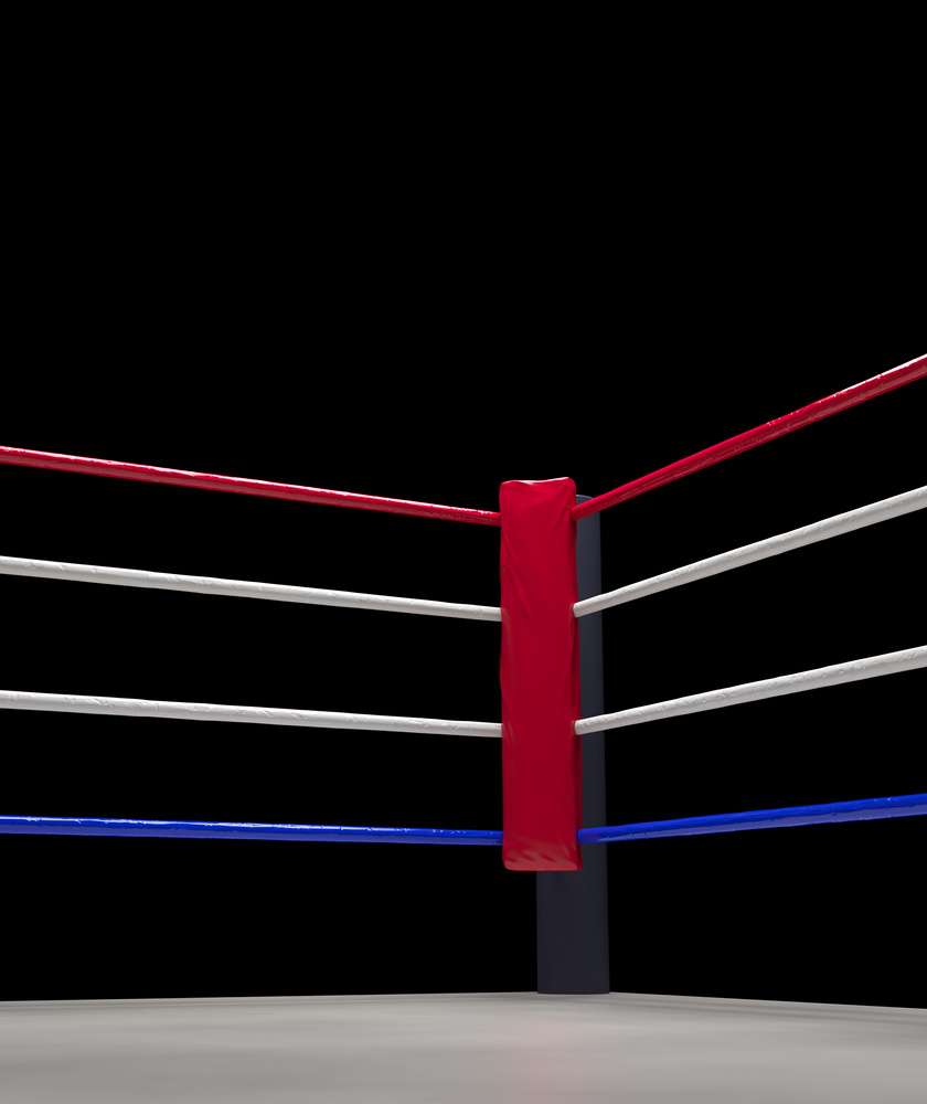 red corner boxing ring background 3d render